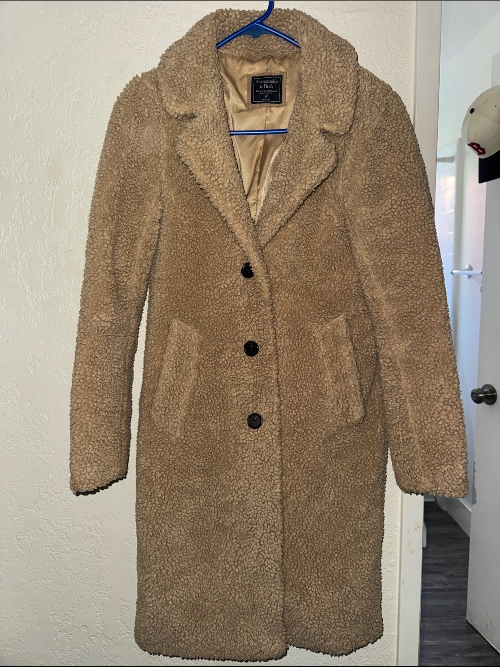 Abercrombie & Fitch Camel Teddy Faux-Shearling Long Coat